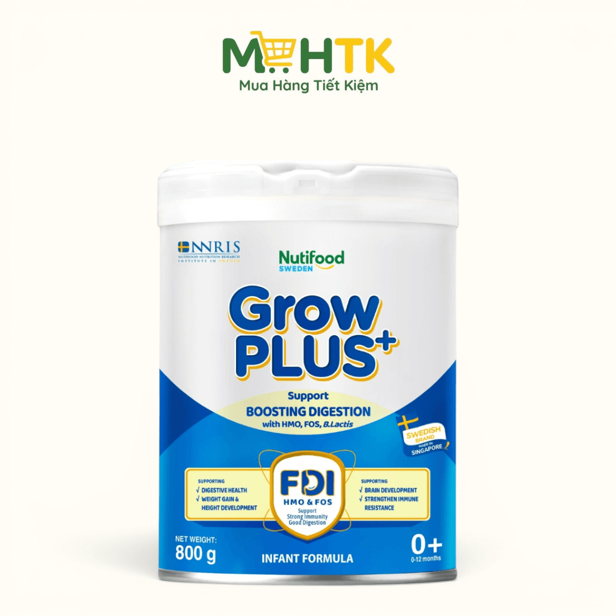 Sữa bột NutiFood Grow PLUS+ Xanh Tiêu Hóa Khỏe 0+ cho trẻ từ 0 - 12 tháng tuổi 800g — 1
