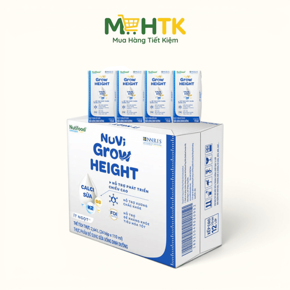 Thùng sữa nước pha sẵn NutiFood Nuvigrow 1+ 110ml x 24 hộp — 1