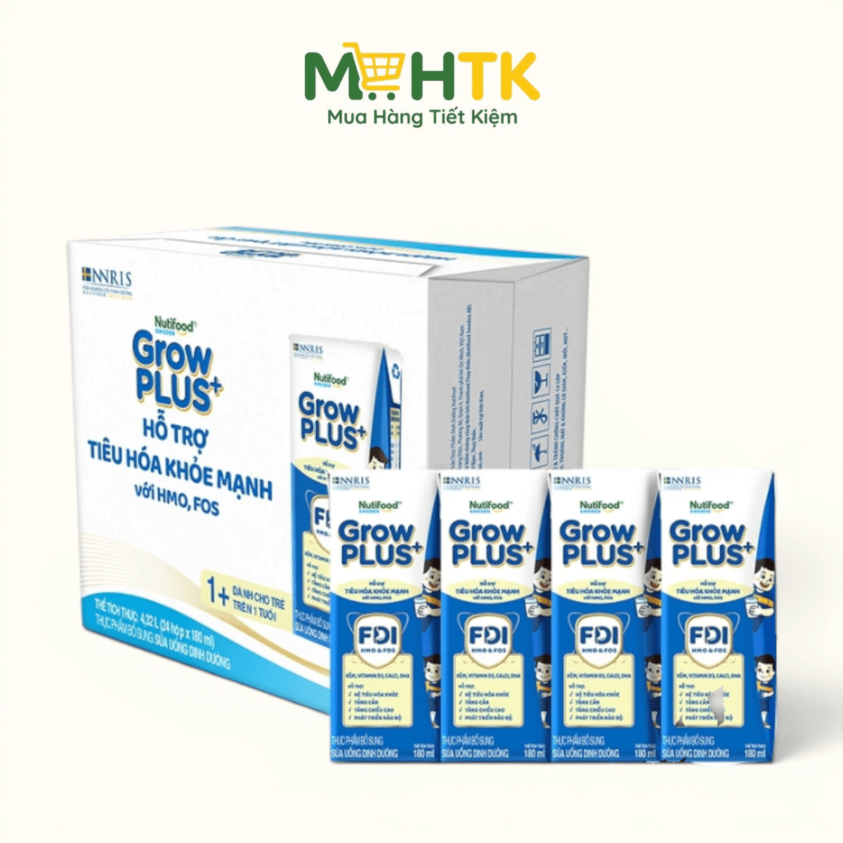 Thùng sữa nước pha sẵn NutiFood Xanh Tiêu Hóa Khỏe 180ml x 48 hộp — 1