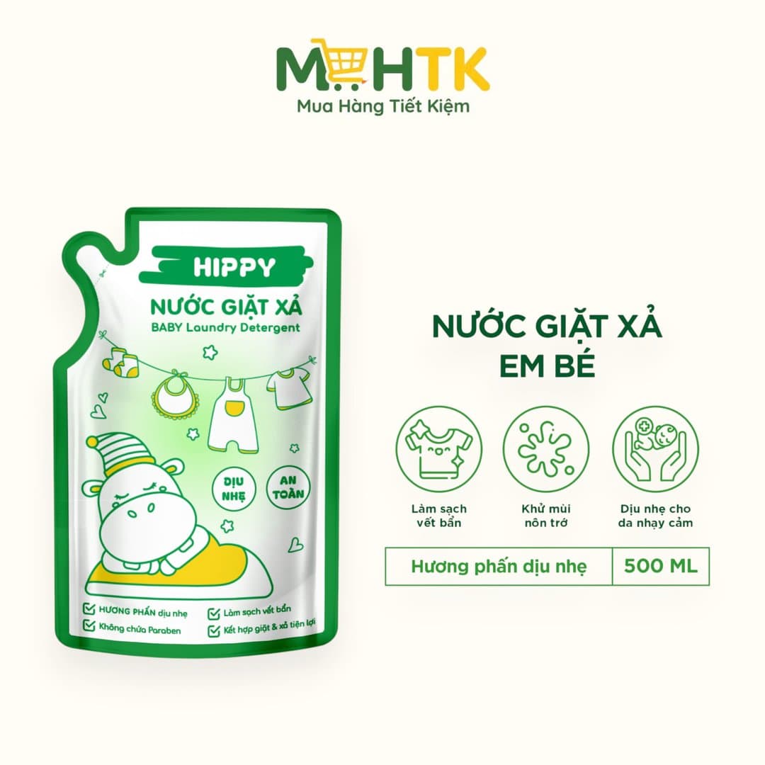 Túi nước giặt xả Hippy hương phấn 500 ml — 1