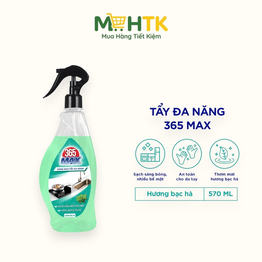 Dung dịch tẩy đa năng 365 Max hương bạc hà 570 ml