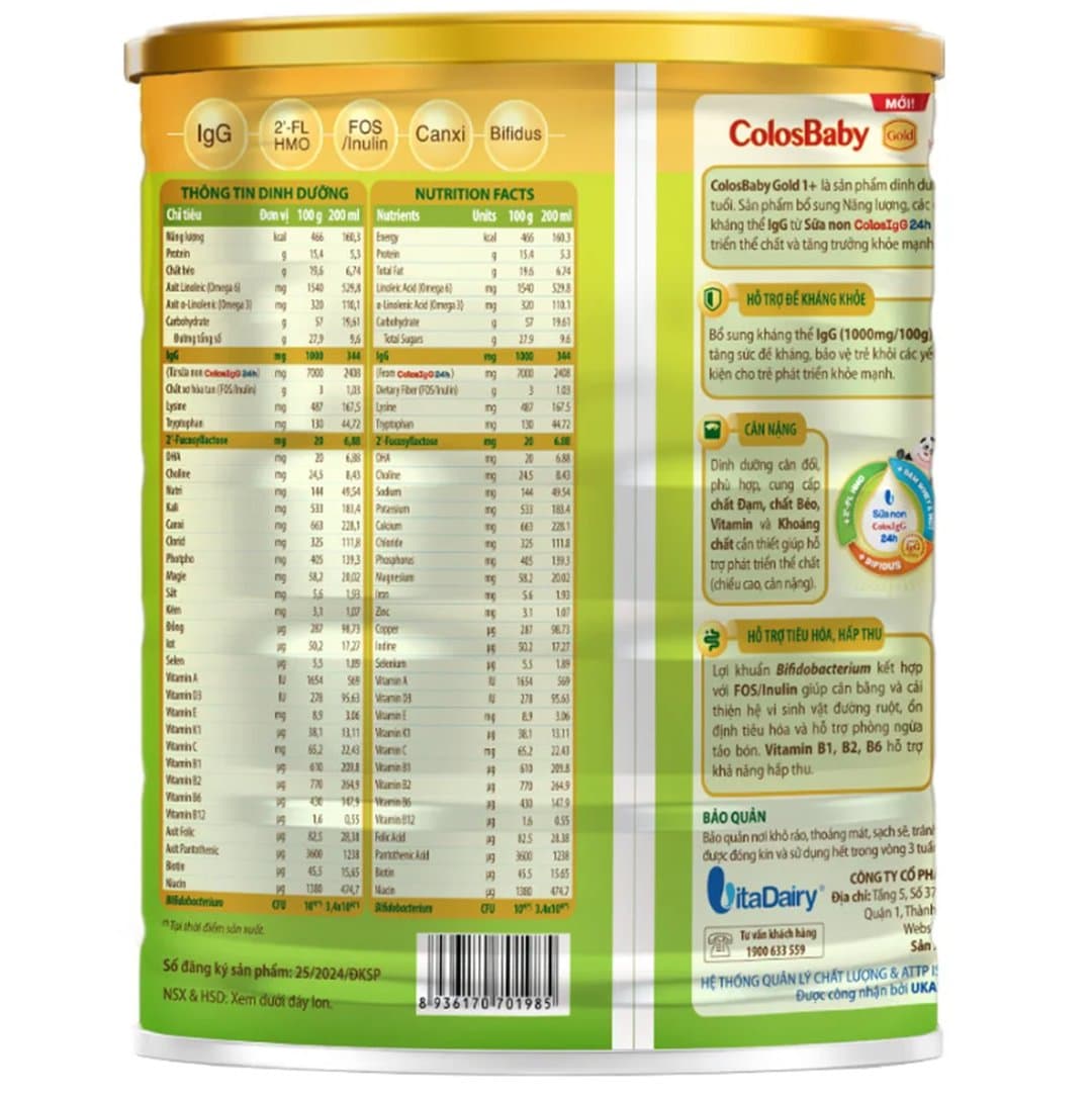 Sữa bột ColosBaby Gold 1+ vị nhạt tự nhiên cho trẻ từ 1 - 2 tuổi 800g — 2
