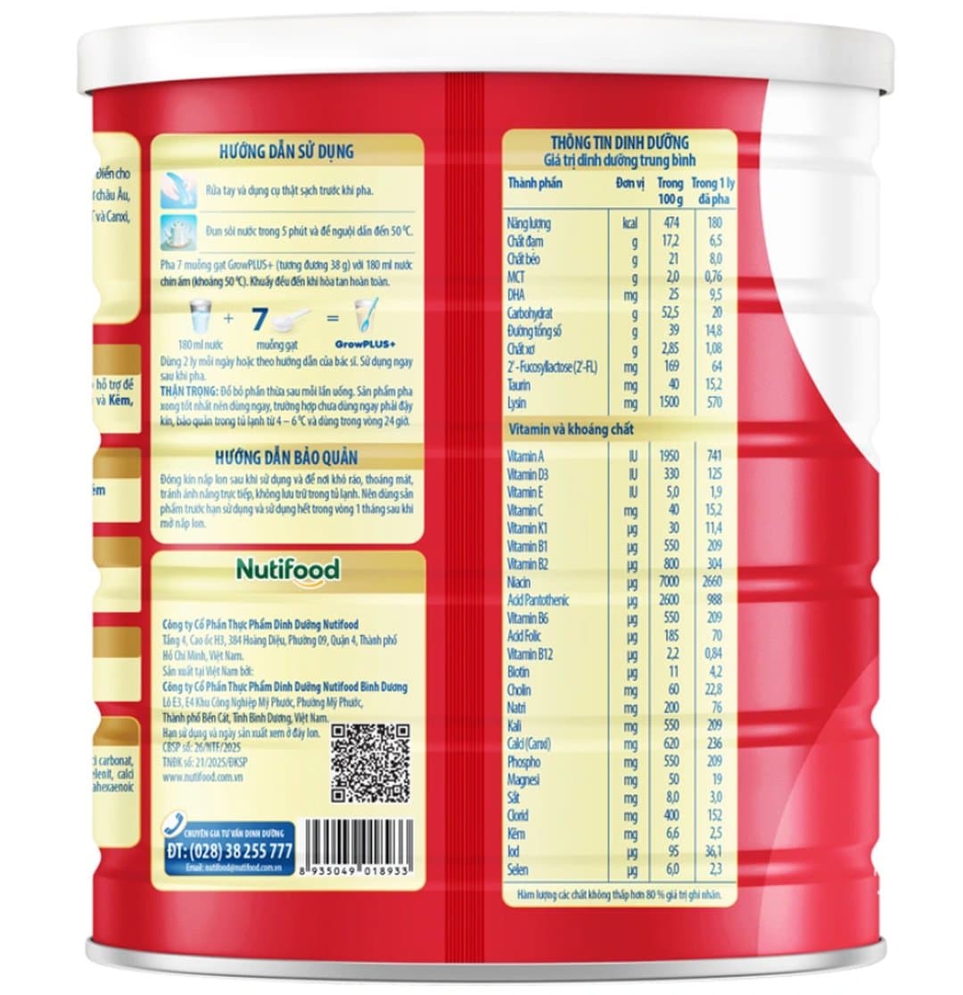 Sữa bột NutiFood Grow PLUS+ Đỏ cho trẻ trên 2 tuổi 1650g — 2