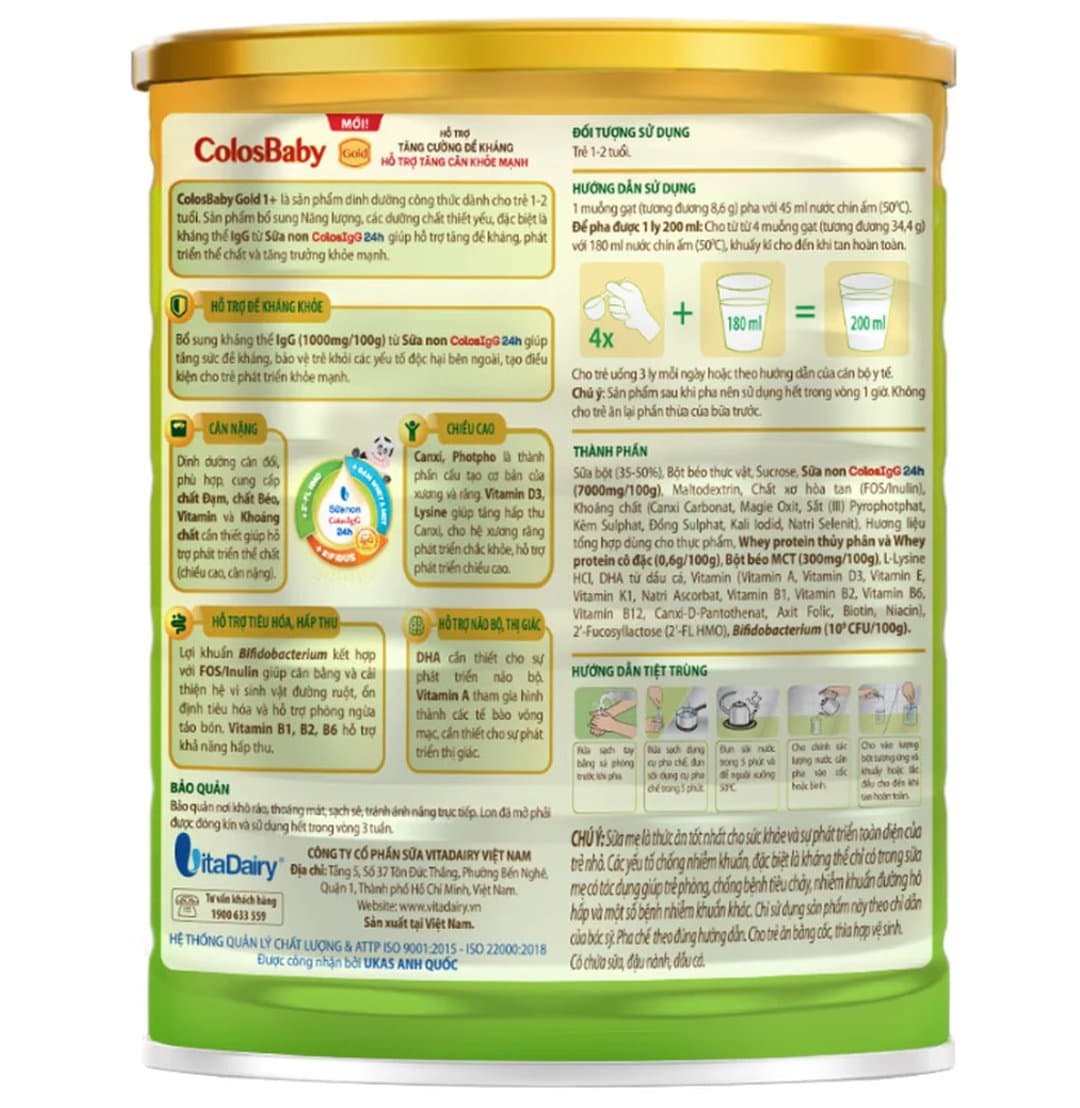 Sữa bột ColosBaby Gold 1+ vị nhạt tự nhiên cho trẻ từ 1 - 2 tuổi 800g — 3