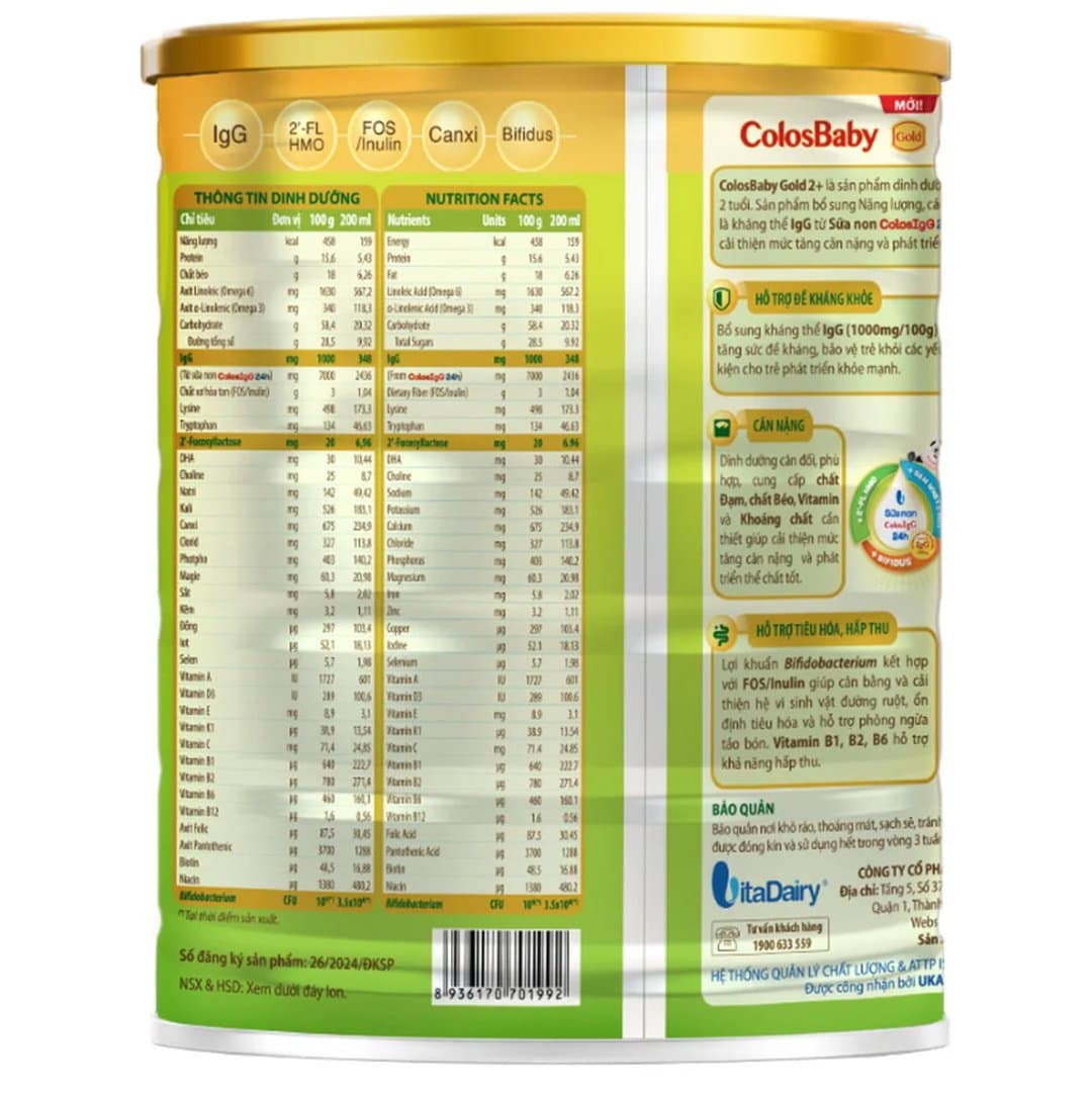 Sữa bột ColosBaby Gold 2+ vị nhạt tự nhiên cho trẻ trên 2 tuổi 800g — 4