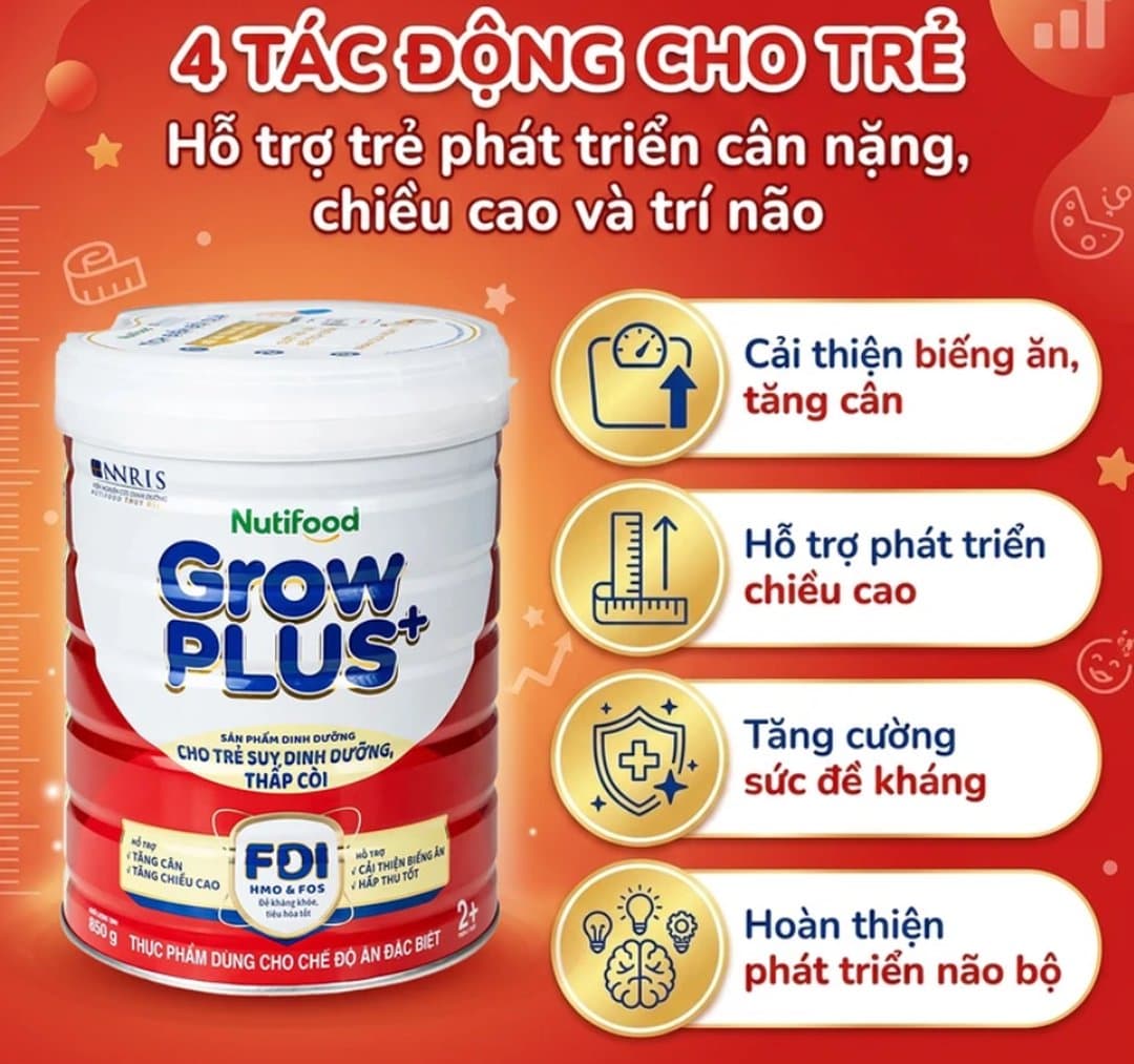 Sữa bột NutiFood Grow PLUS+ Đỏ cho trẻ trên 2 tuổi 850g — 4