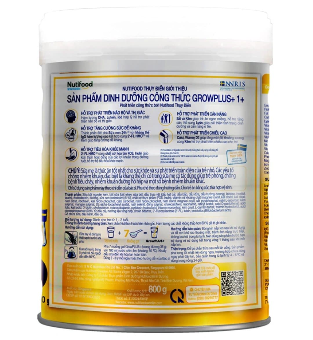 Sữa bột NutiFood Grow PLUS+ Vàng 1+ sữa non cho trẻ từ 1 - 2 tuổi 800g — 4