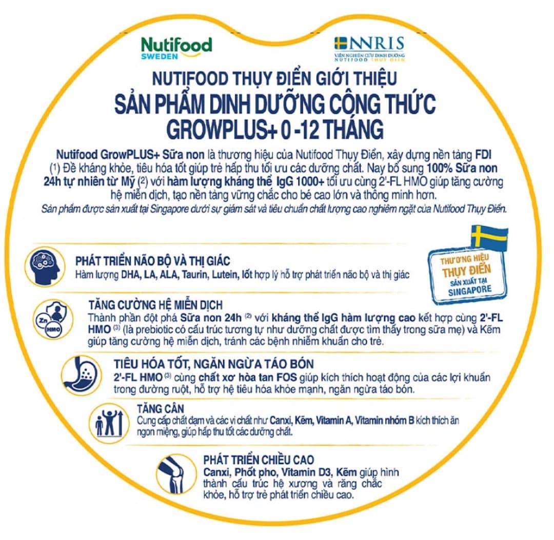 Sữa bột NutiFood Grow PLUS+ Vàng 0+ sữa non cho trẻ từ 0 - 12 tháng tuổi 800g — 5