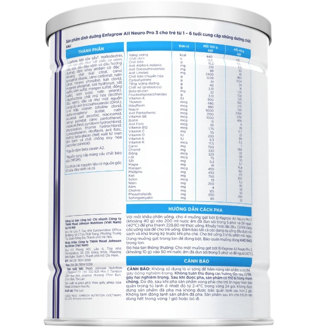 Sữa bột Enfagrow A2 NeuroPro số 3 cho trẻ từ 1 - 6 tuổi 800g — 2