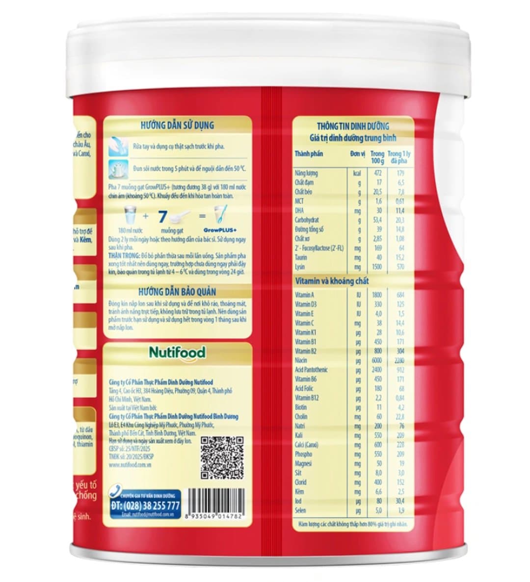 Sữa bột NutiFood Grow PLUS+ Đỏ cho trẻ trên 2 tuổi 850g — 6