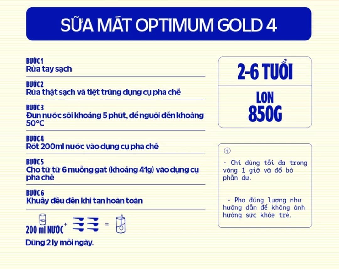 Sữa bột Optimum Gold 4 cho trẻ từ 2 - 6 tuổi 850g — 6