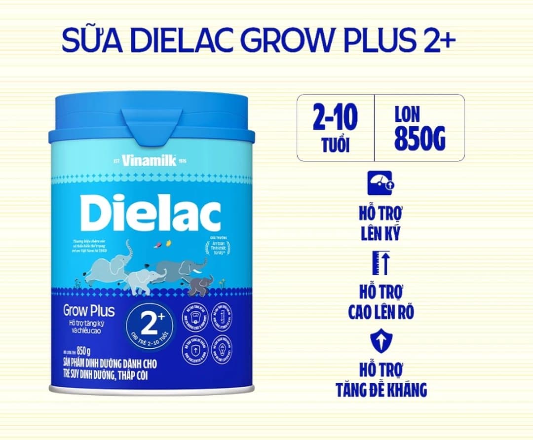 Sữa bột Vinamilk Grow Plus 2+ bổ sung sữa non cho trẻ từ 2 - 10 tuổi 850g — 2