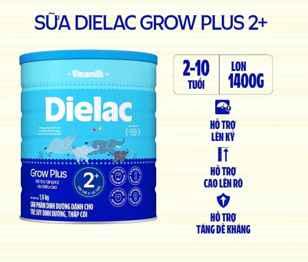 Sữa bột Vinamilk Grow Plus 2+ bổ sung sữa non cho trẻ từ 2 - 10 tuổi 1400g — 2