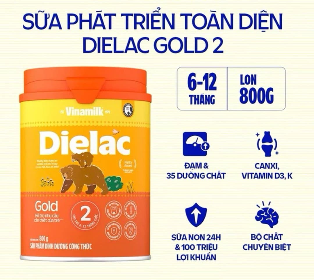 Sữa bột Dielac Alpha Gold IQ 2 mẫu mới cho trẻ từ 6 - 12 tháng tuổi 800g — 2