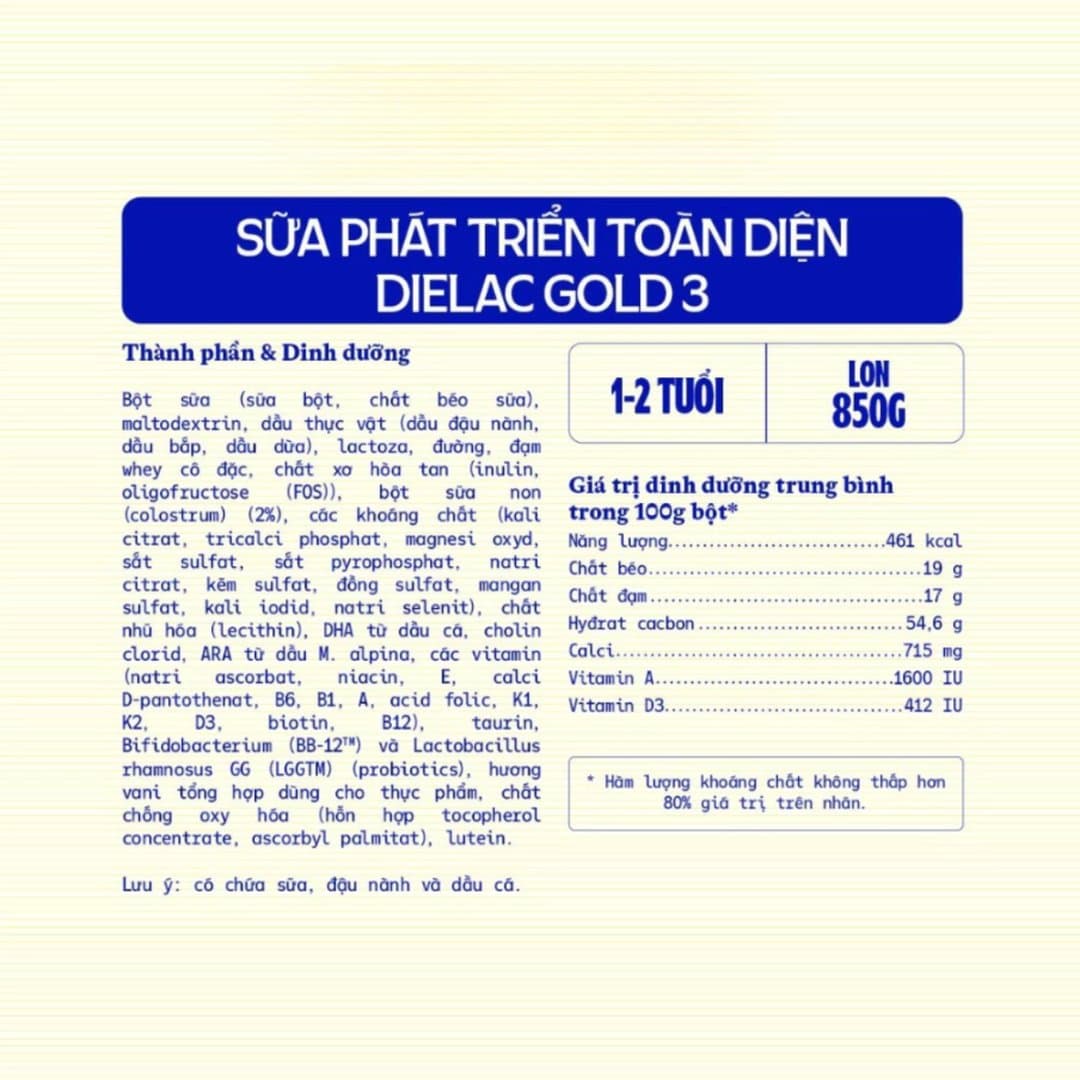 Sữa bột Dielac Alpha Gold IQ 3 cho trẻ từ 1 - 2 tuổi 850g — 3
