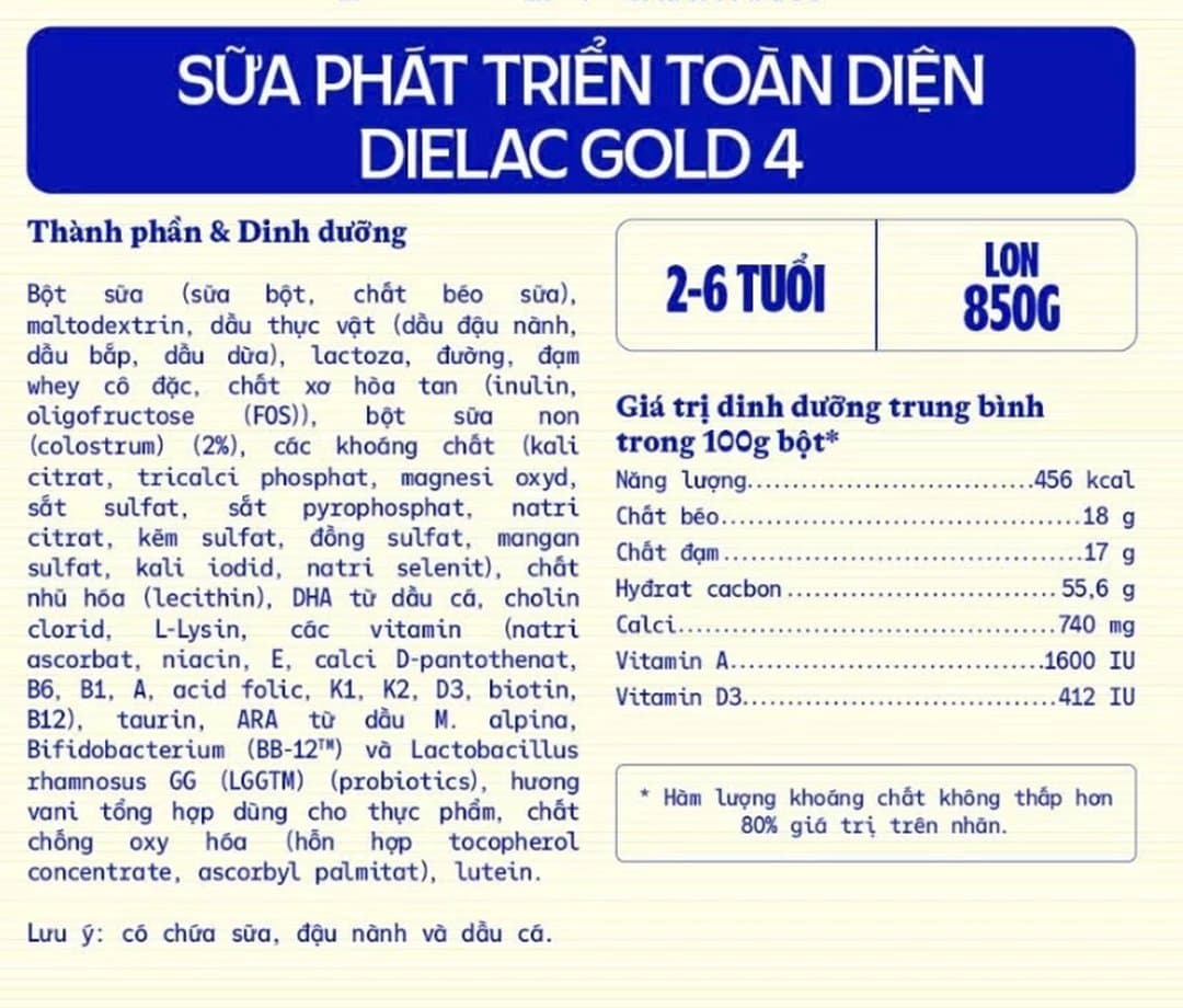 Sữa bột Dielac Alpha Gold IQ 4 cho trẻ từ 2 - 6 tuổi 850g — 3