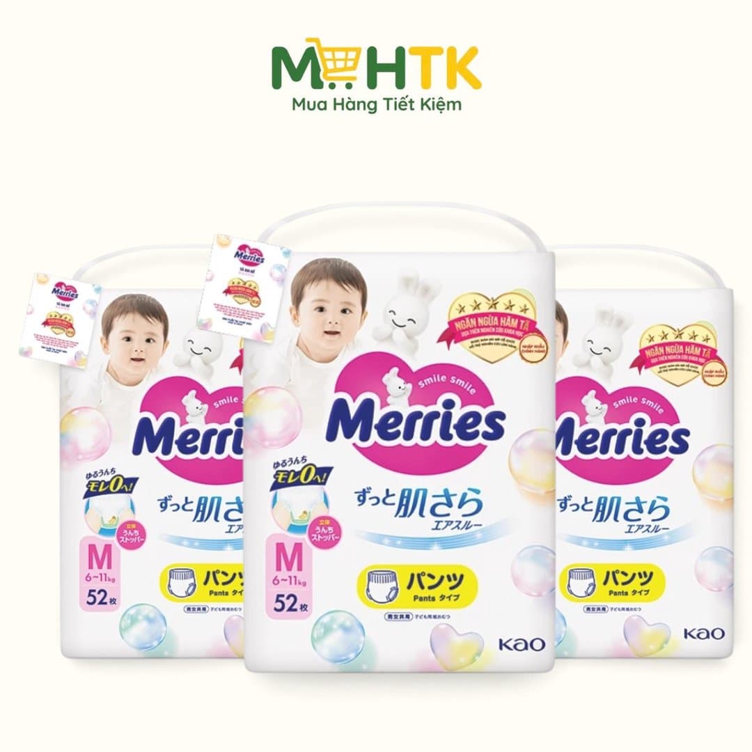 Thùng tã / Bỉm Merries Nội Địa Nhật – Êm Ái, Thoáng Khí, Ngăn Ngừa Hăm Tã Hiệu Quả Quần Đủ Size — 1
