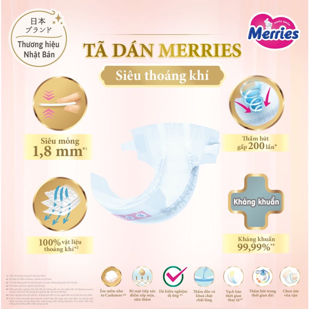 Tã/ Bỉm Dán Quần Merries Hồng First Premium Siêu Thoáng Khí, Thấm Hút đủ size XL/XXL_MHTK — 2