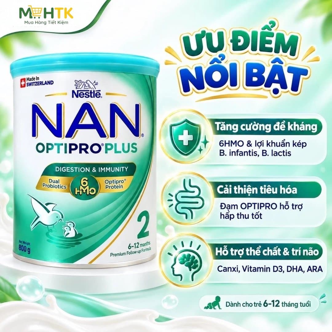 Sữa bột Nan Optipro 2 (Nan 2 Plus) cho trẻ từ 6 - 12 tháng tuổi 800g — 2