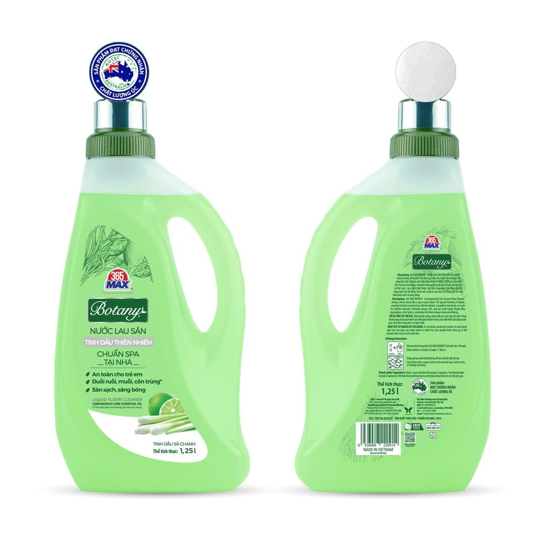 Chai Nước Lau Sàn 365 Max Botany Tinh Dầu Sả Chanh 1.25L làm sạch bóng sàn nhà, an toàn cho da bé — 4