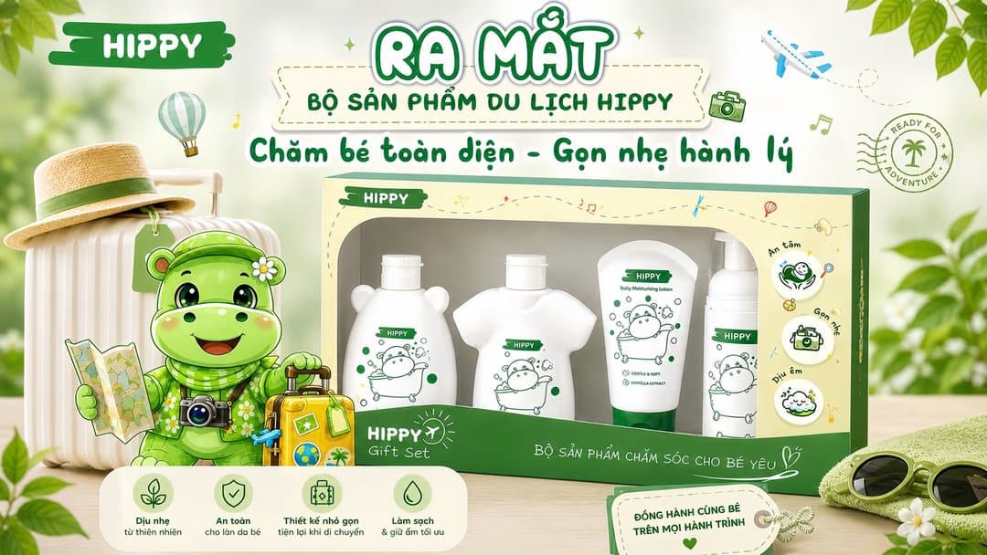 Bộ sản phẩm trải nghiệm HIPPY chăm sóc bé iu - Kem dưỡng ẩm 40g, tắm gội 90ml, nước giặt xả 90ml, nước rửa bình sữa 50ml — 6