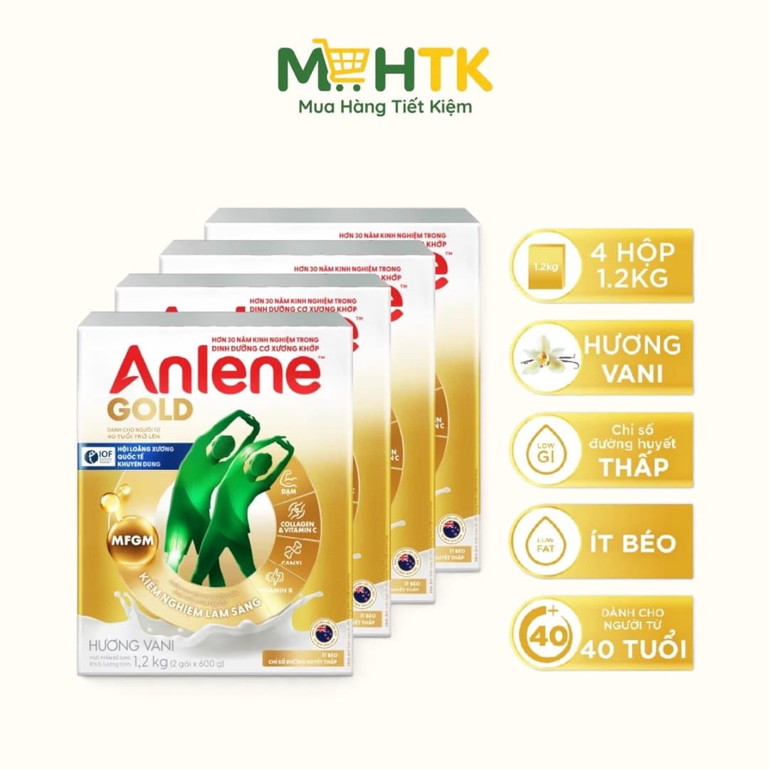 Combo 4 Anlene ít béo gold 1,2kg ,5X — 1
