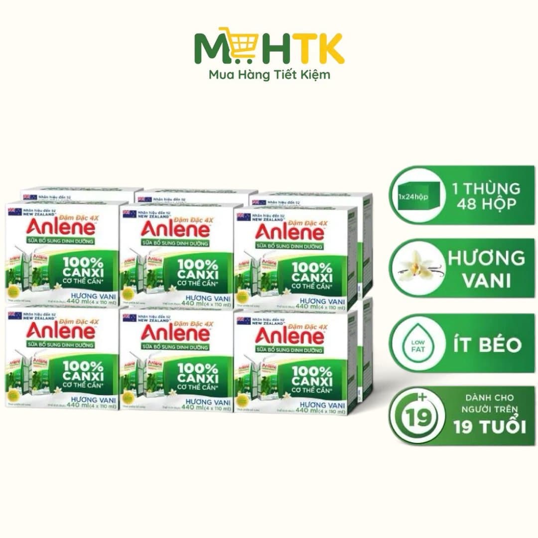 Thùng sữa nước pha sẵn Anlene hương Vani 110ml x 48 hộp — 1
